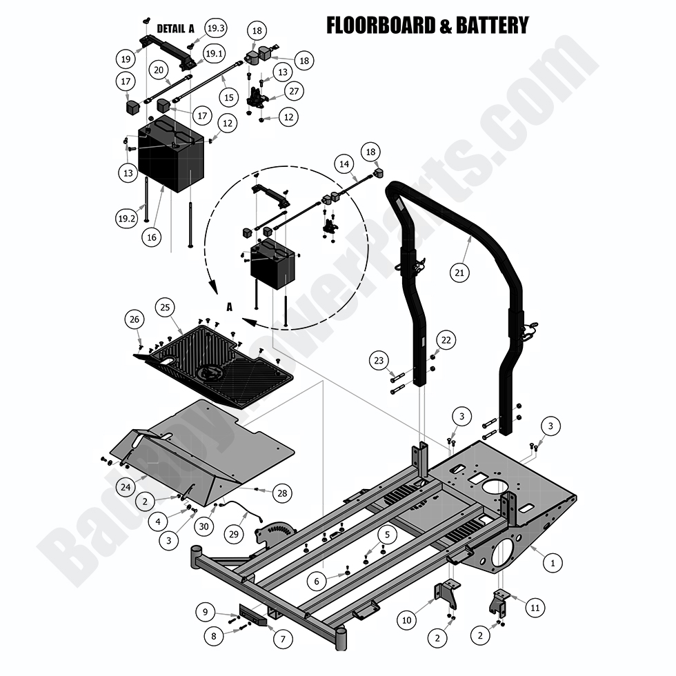 1792 - Bad Boy Mower Parts Lookup > 2018 > Outlaw & Outlaw Extreme > Floorboard and Battery